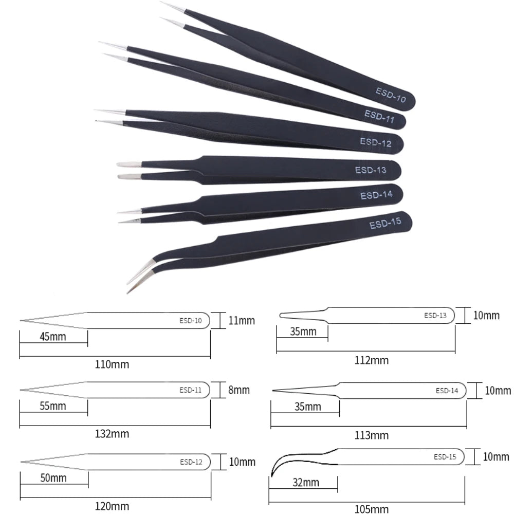 Anti-Static Stainless Steel Tweezers Tools