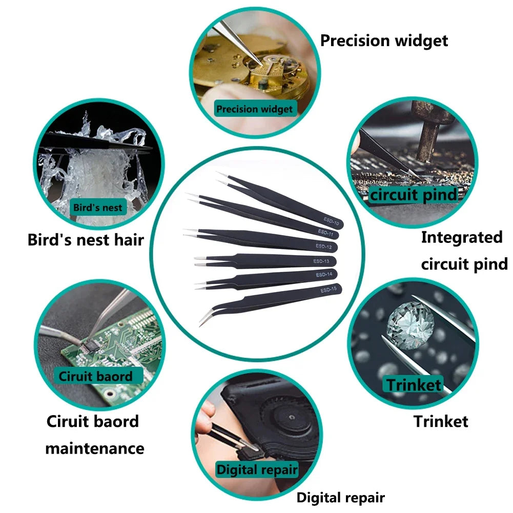 Anti-Static Stainless Steel Tweezers Tools