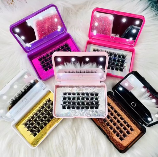 Cluster Lashes Kit with LED Mirror & Light