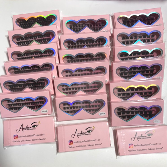 Set of Cluster Lashes in heart shaped box - 27 count