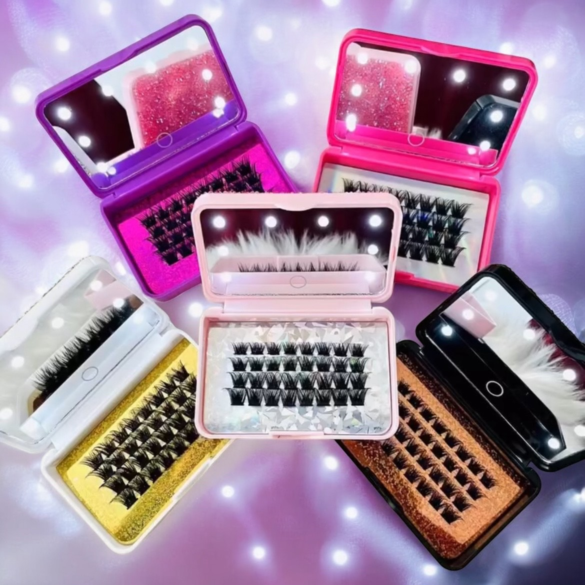 Cluster Lashes Kit with LED Mirror & Light